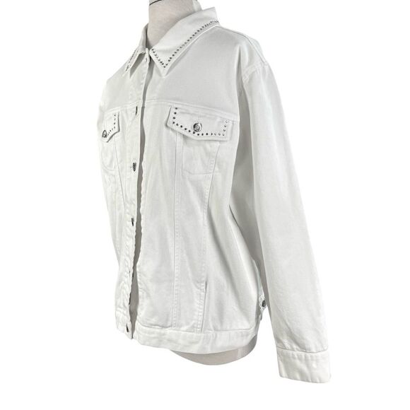 Quacker Factory Beaded Star Angel Wings‎ White Denim Jacket Womens Size XL - Picture 3 of 7